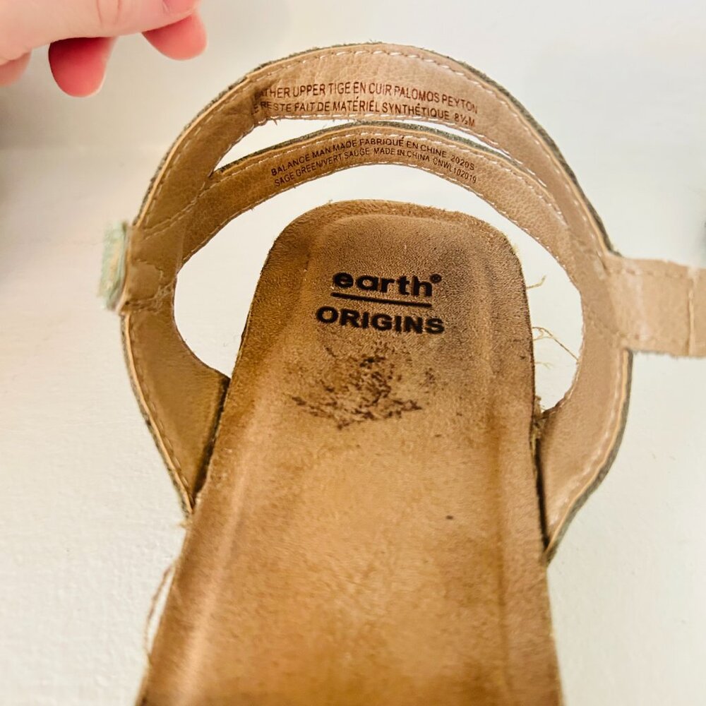 Earth Origins Sandals Womens Size 8.5 Leather Palomos Peyton Sage Green Shoe - Picture 10 of 11